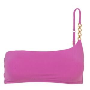 ViX Bio Greta Ana Bandeau Swimwear Top in Lotus Pink Metalic Gold Chain Size 8